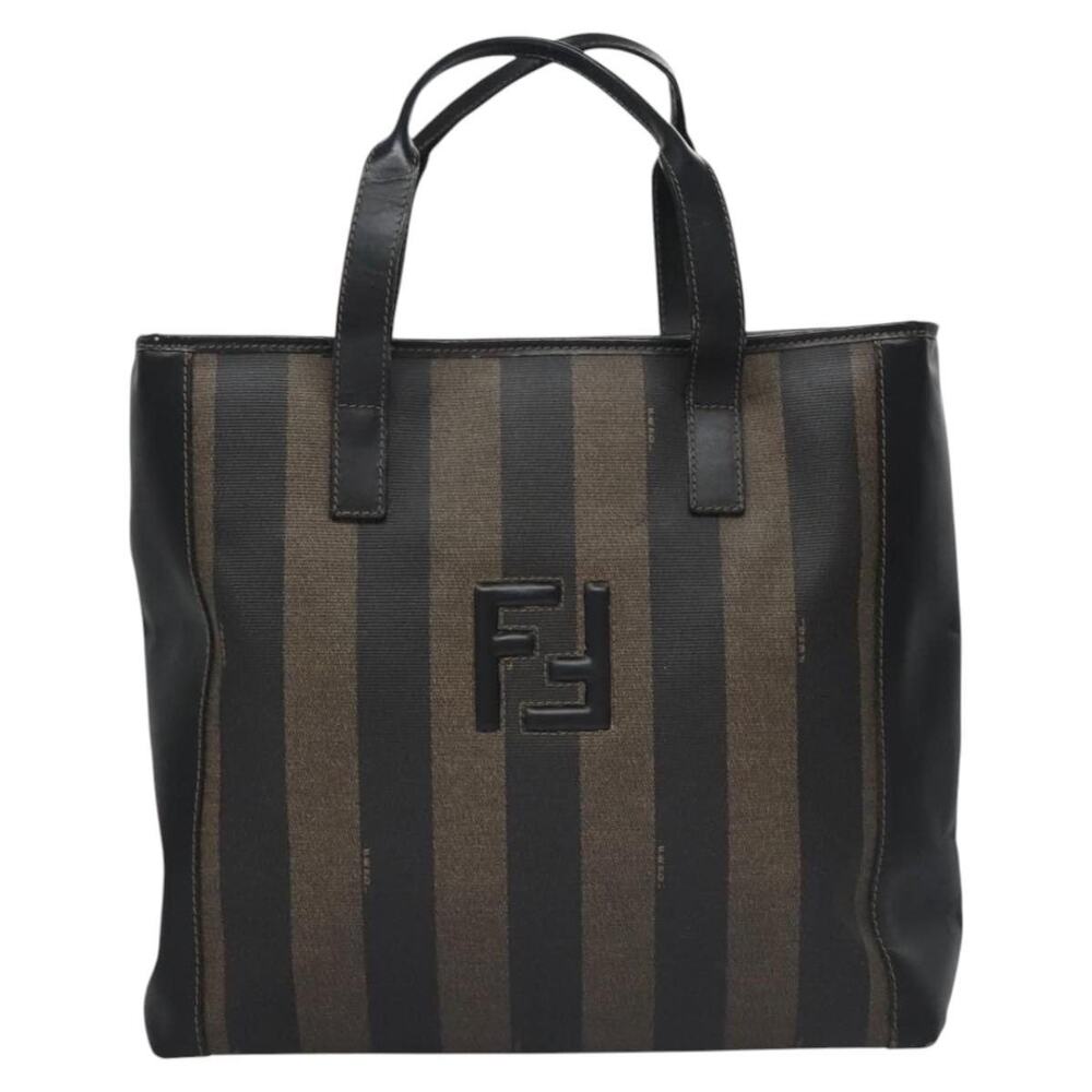 Fendi Pequin Canvas Tote Bag Brown Black